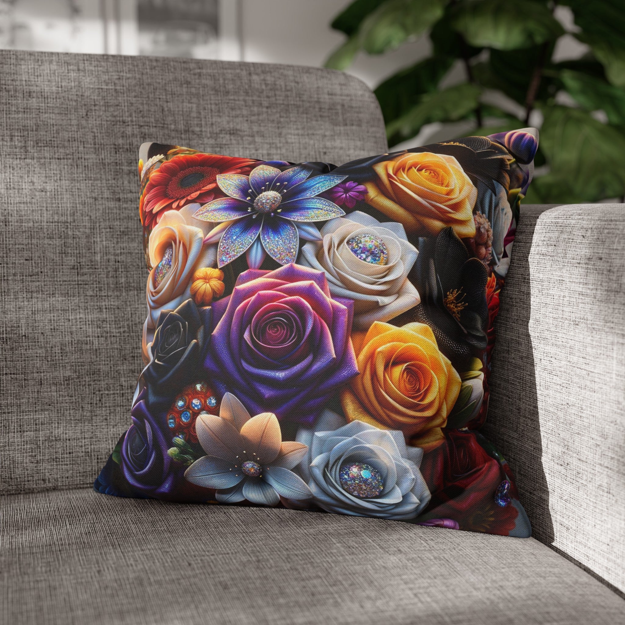 Colourful Bouquet (5) - Polyester Square Pillowcase