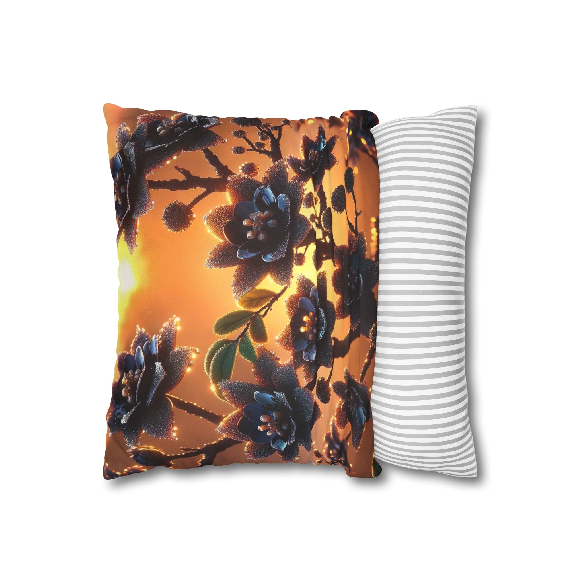 Black diamond flowers (3) - Suede Square Pillowcase