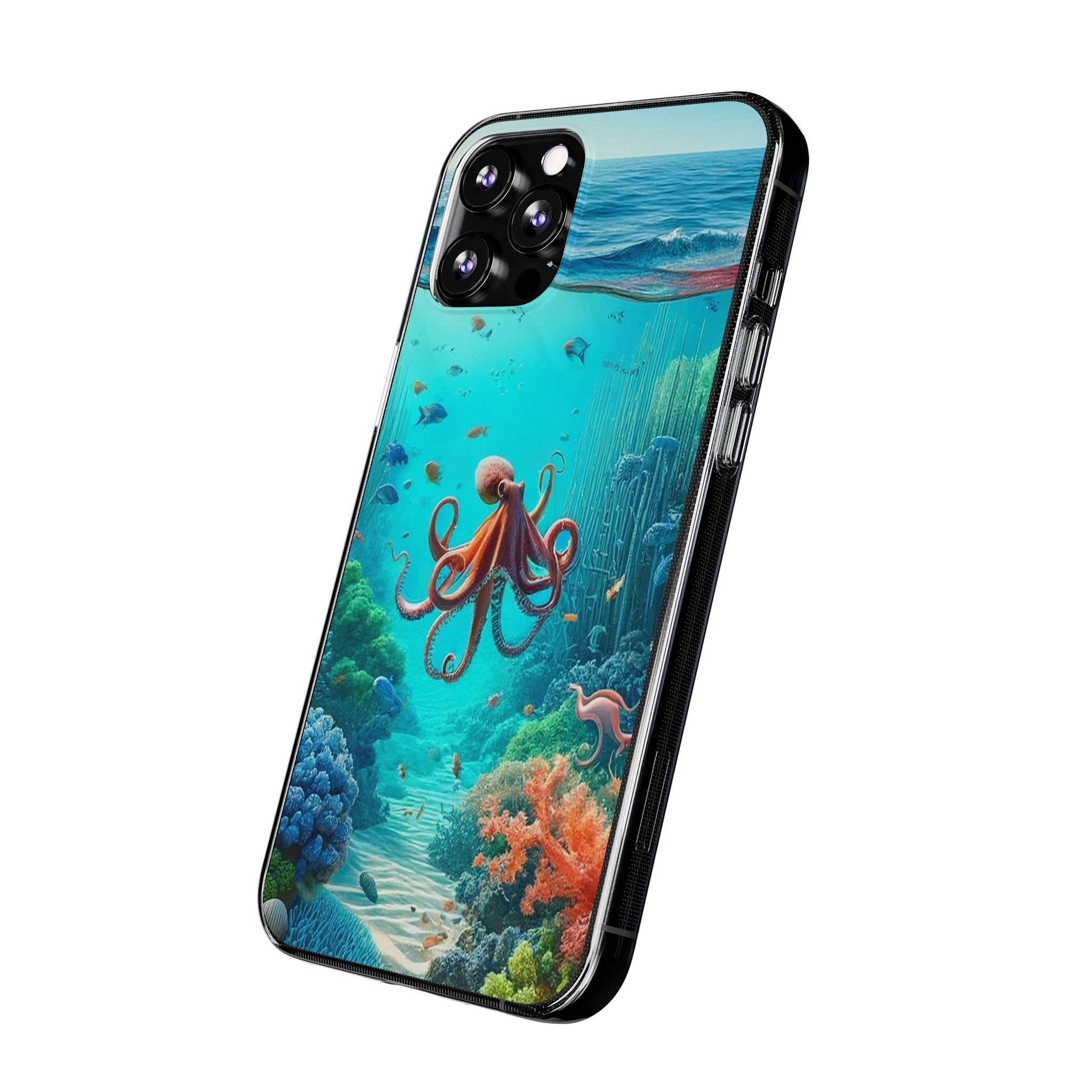 Octopus in turquoise water - Soft Phone Case