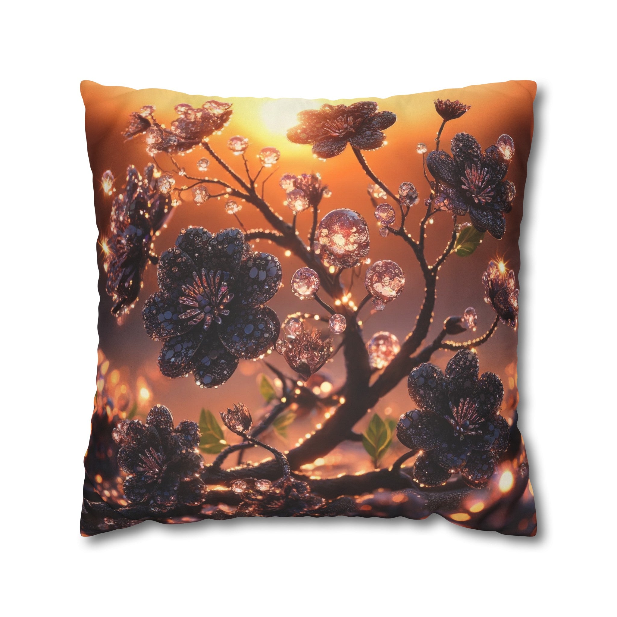 Black diamond flowers (2) - Suede Square Pillowcase