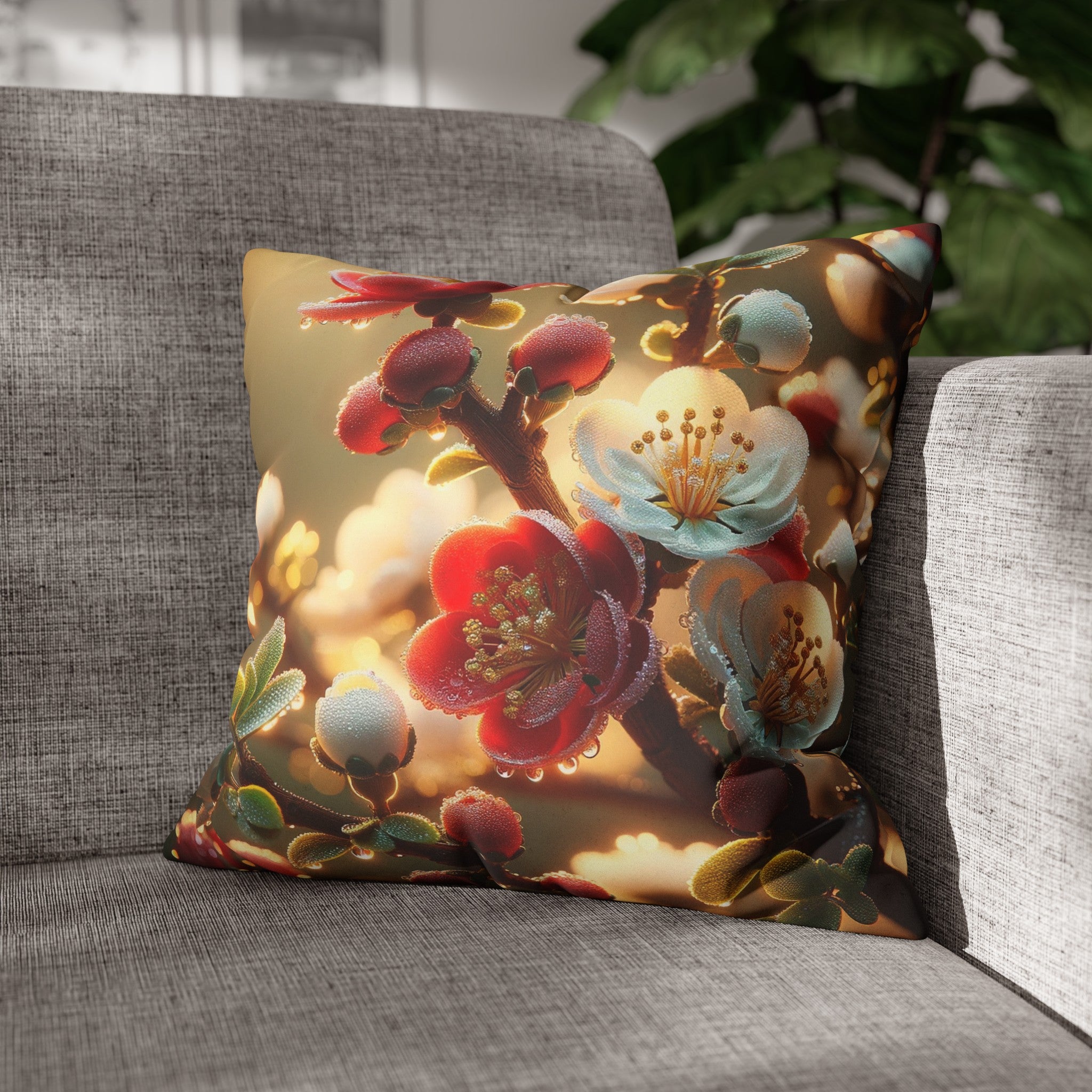 Red diamond flowers (6) - Suede Square Pillowcase