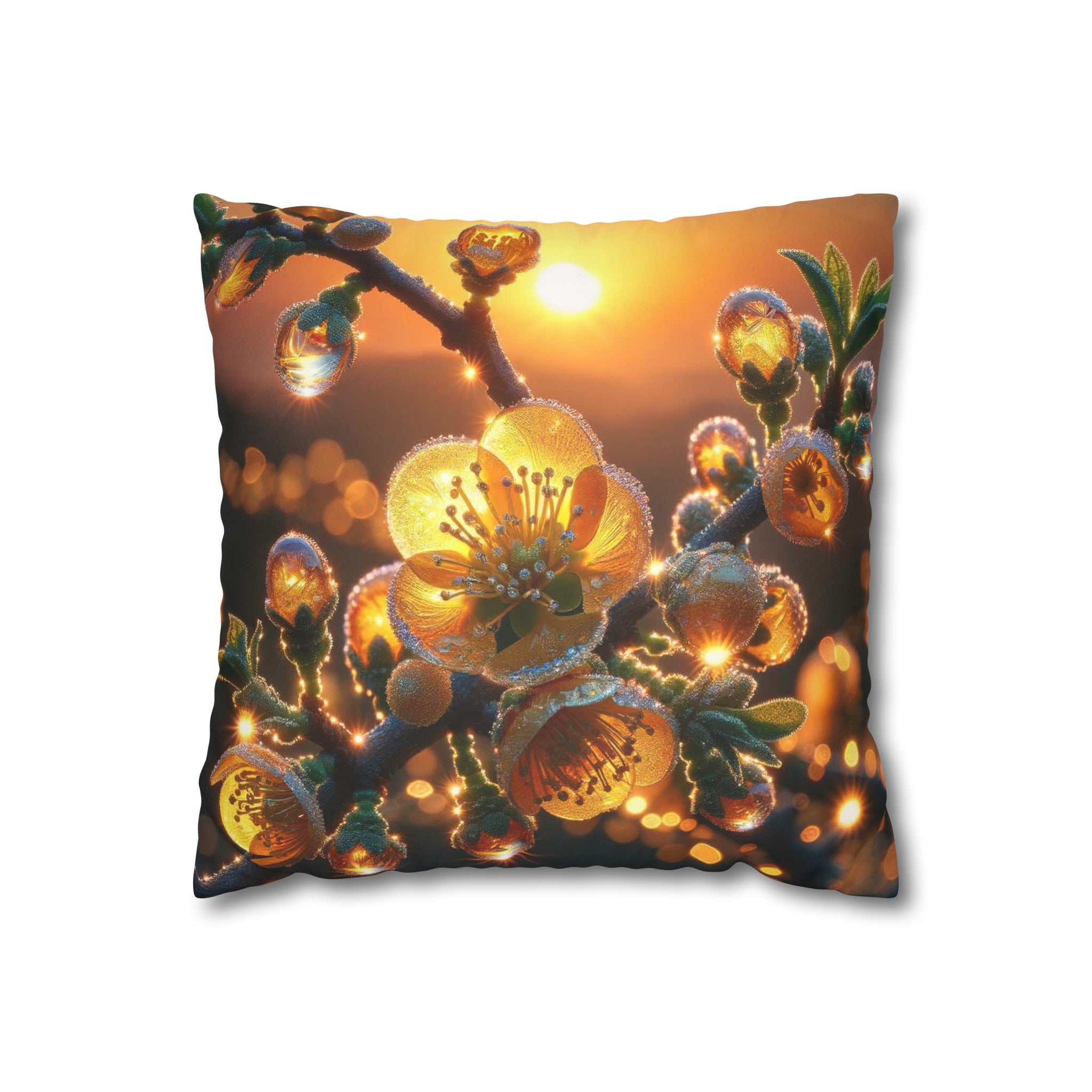 Yellow diamond flowers (2) - Suede Square Pillowcase